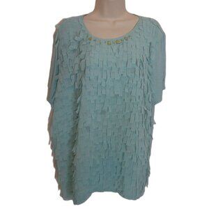 Alfred Dunner XL Fringe Mint Green Blouse